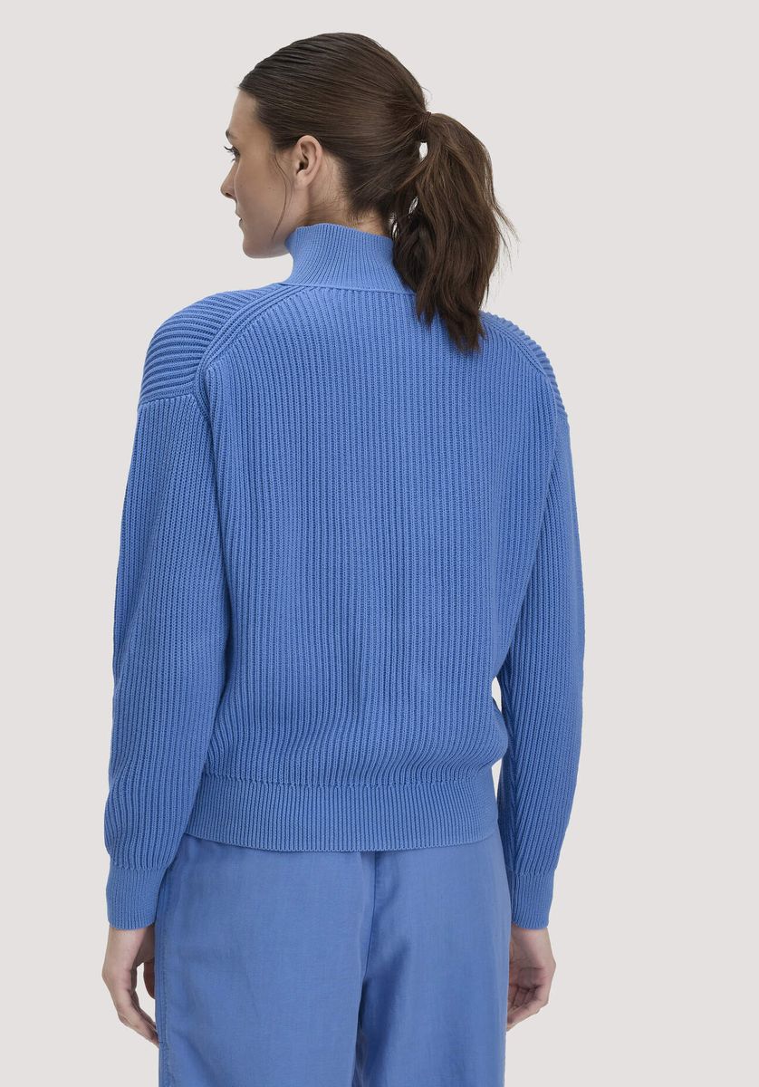hessnatur Damen Strick Troyer Relaxed aus Bio-Baumwolle - blau - Größe L