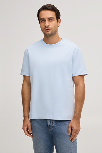 Baumwollmix-T-Shirt Sivo in Hellblau, kurzärmelig