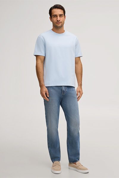 Baumwollmix-T-Shirt Sivo in Hellblau, kurzärmelig