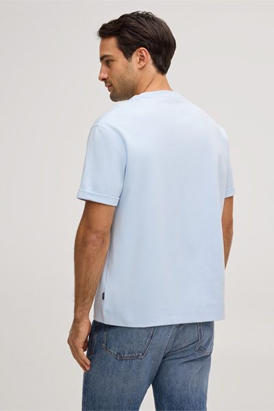 Baumwollmix-T-Shirt Sivo in Hellblau, kurzärmelig