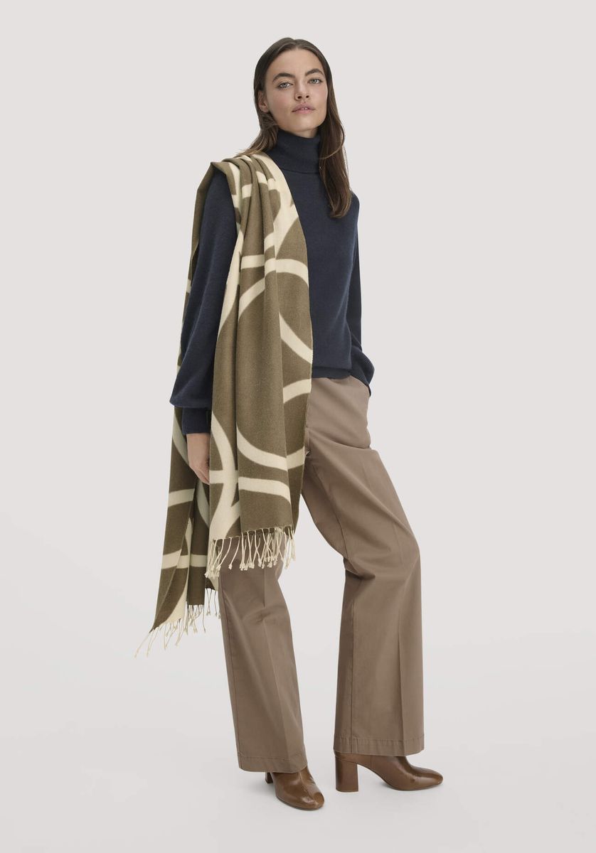 hessnatur Damen Schal mit Signé aus Schurwolle - braun - Größe 1size