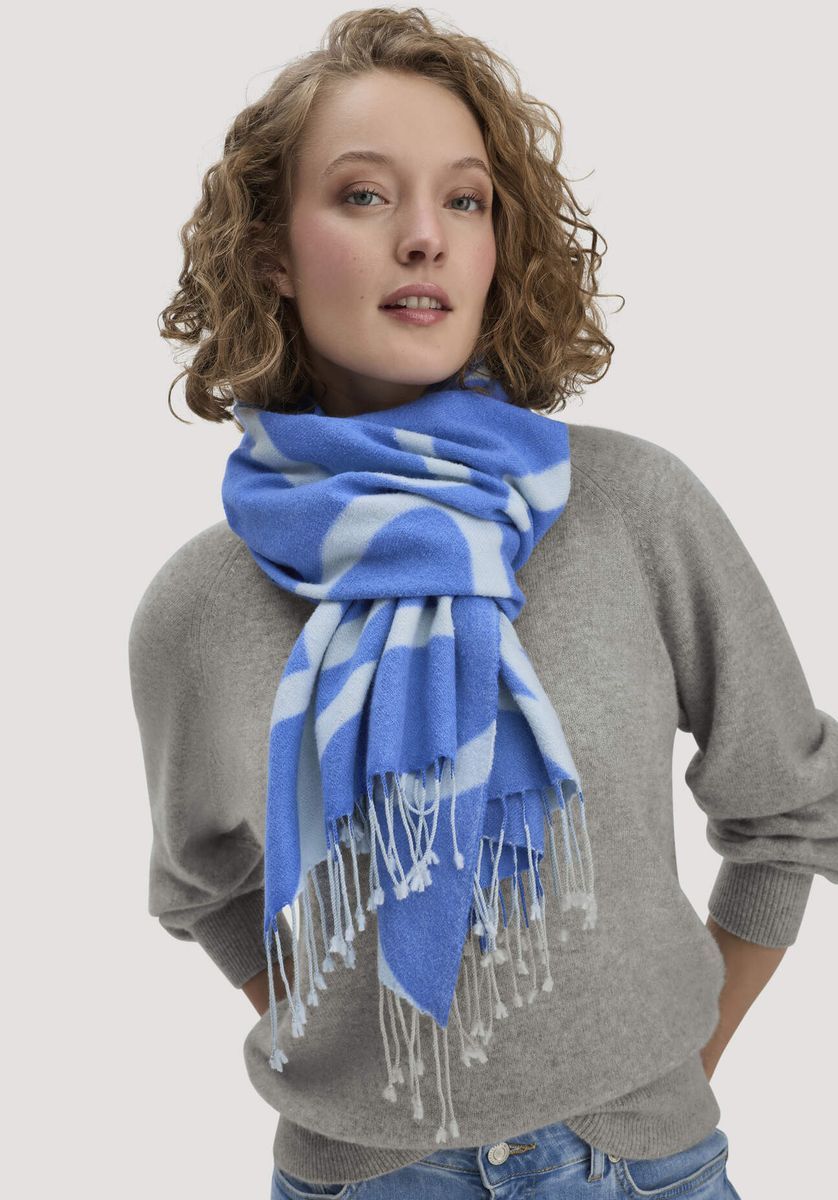 hessnatur Damen Schal mit Signé aus Schurwolle - blau - Größe 1size