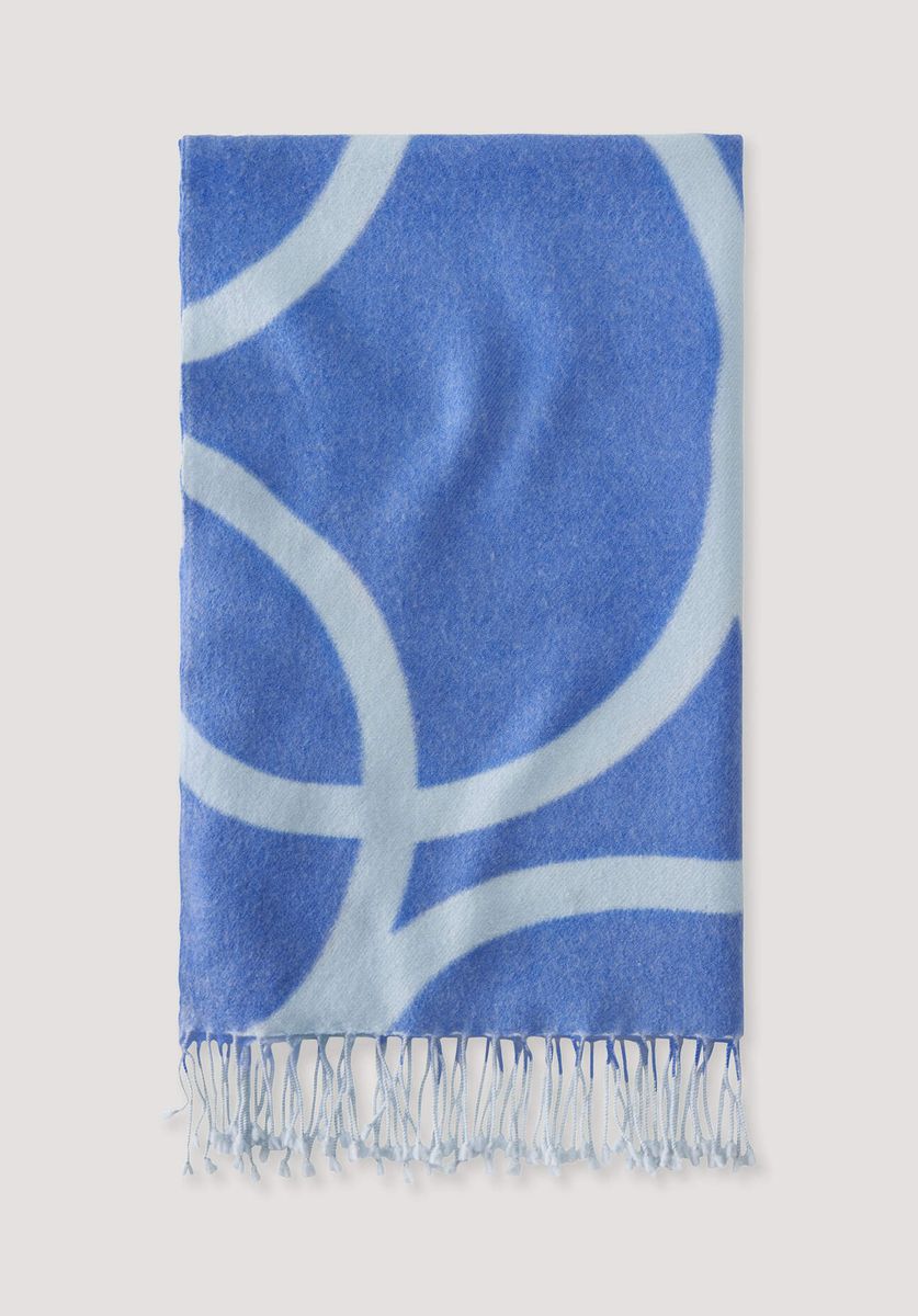 hessnatur Damen Schal mit Signé aus Schurwolle - blau - Größe 1size