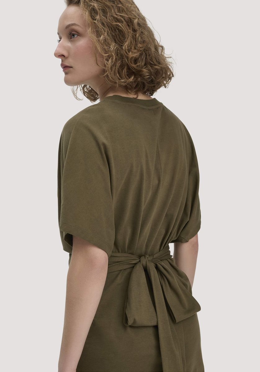 hessnatur Damen Jersey Kleid Midi Oversize aus Bio-Baumwolle - grün - Größe 34