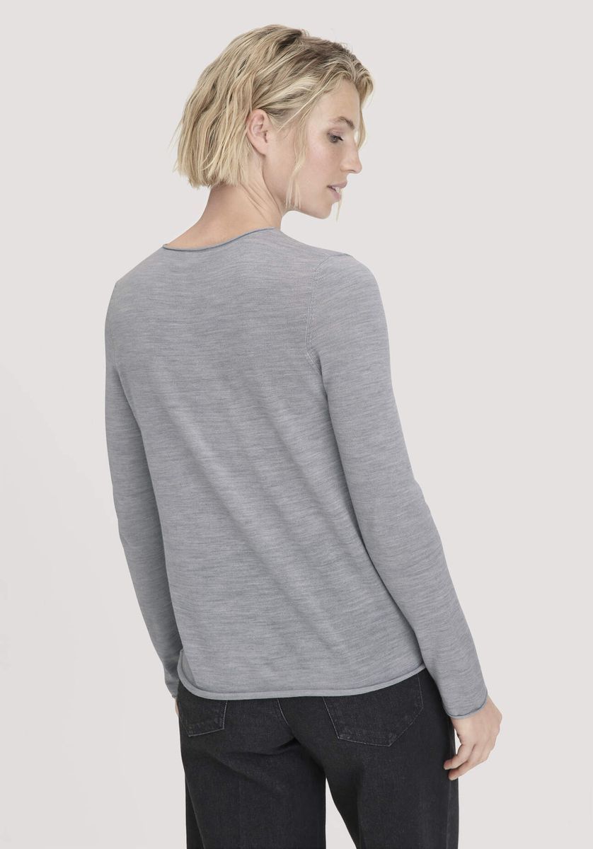 hessnatur Damen Strick Pullover Regular aus Bio-Merinowolle - grau - Größe L