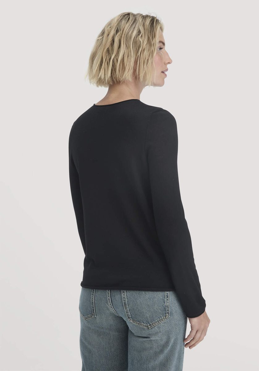 hessnatur Damen Strick Pullover Regular aus Bio-Merinowolle - schwarz - Größe M