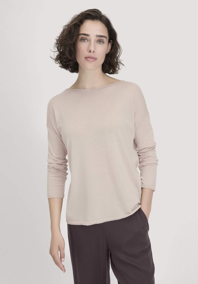 hessnatur Damen Strick Pullover Oversize aus TENCEL™ Lyocell mit Bio-Baumwolle - beige - Größe L