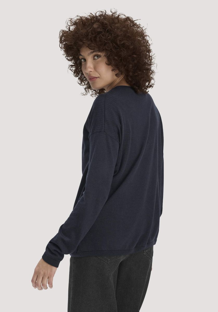 hessnatur Damen Strick Pullover Oversize aus TENCEL™ Lyocell mit Bio-Baumwolle - blau - Größe L