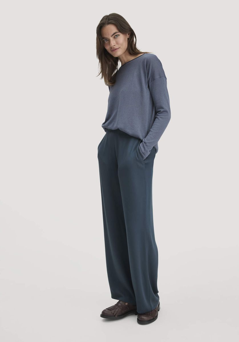 hessnatur Damen Strick Pullover Oversize aus TENCEL™ Lyocell mit Bio-Baumwolle - blau - Größe L