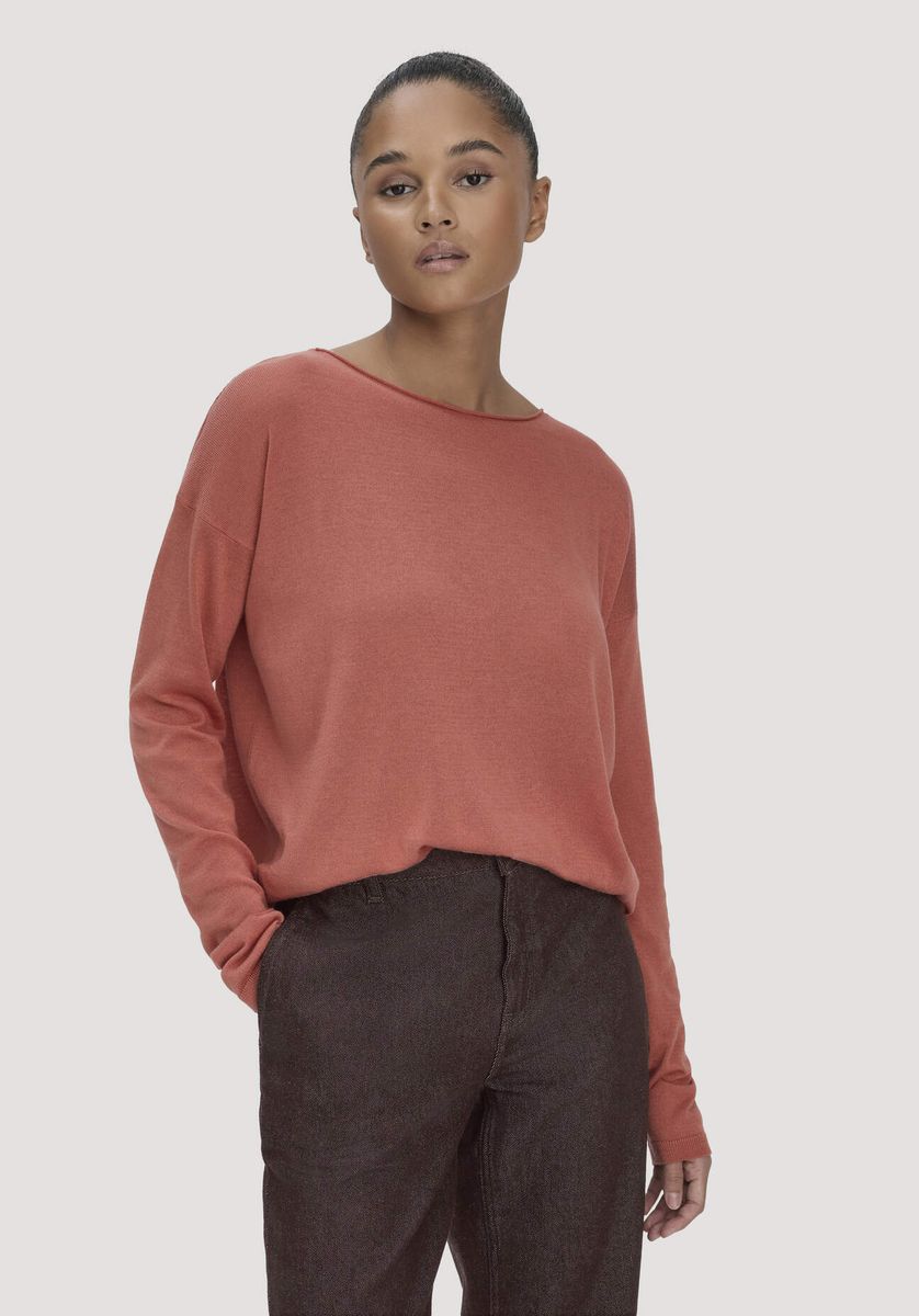 hessnatur Damen Strick Pullover Oversize aus TENCEL™ Lyocell mit Bio-Baumwolle - orange - Größe L