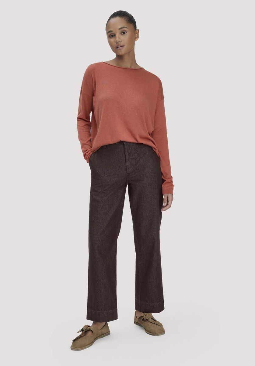 hessnatur Damen Strick Pullover Oversize aus TENCEL™ Lyocell mit Bio-Baumwolle - orange - Größe L