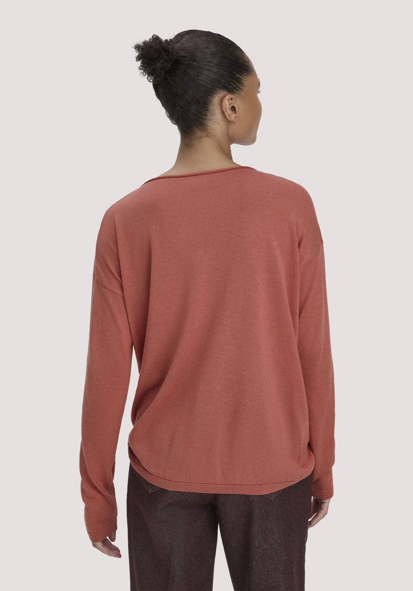 hessnatur Damen Strick Pullover Oversize aus TENCEL™ Lyocell mit Bio-Baumwolle - orange - Größe L