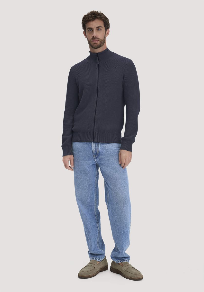 hessnatur Herren Strick Jacke Regular aus Bio-Baumwolle - blau - Größe L