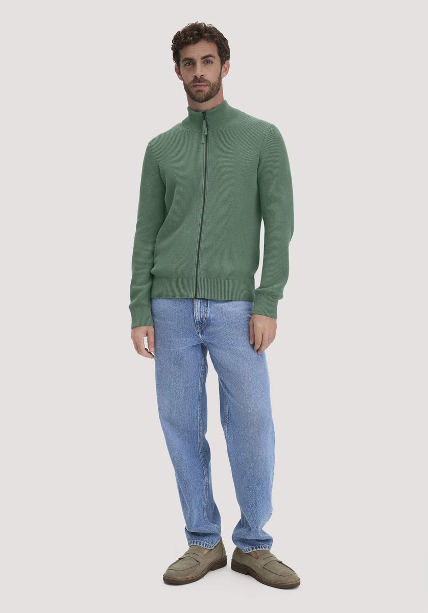 hessnatur Herren Strick Jacke Regular aus Bio-Baumwolle - grün - Größe L