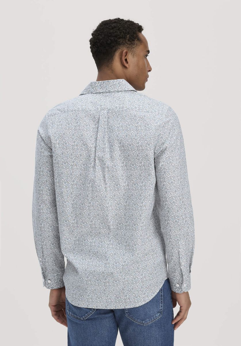hessnatur Herren Print Hemd Regular aus Bio-Baumwolle - lichtblau bunt - Größe L41/42