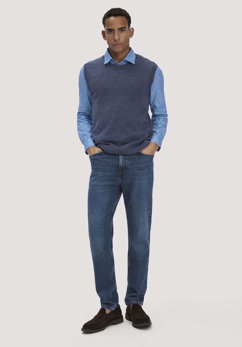 hessnatur Herren Print Hemd Regular aus Bio-Baumwolle - kornblume bunt - Größe L41/42