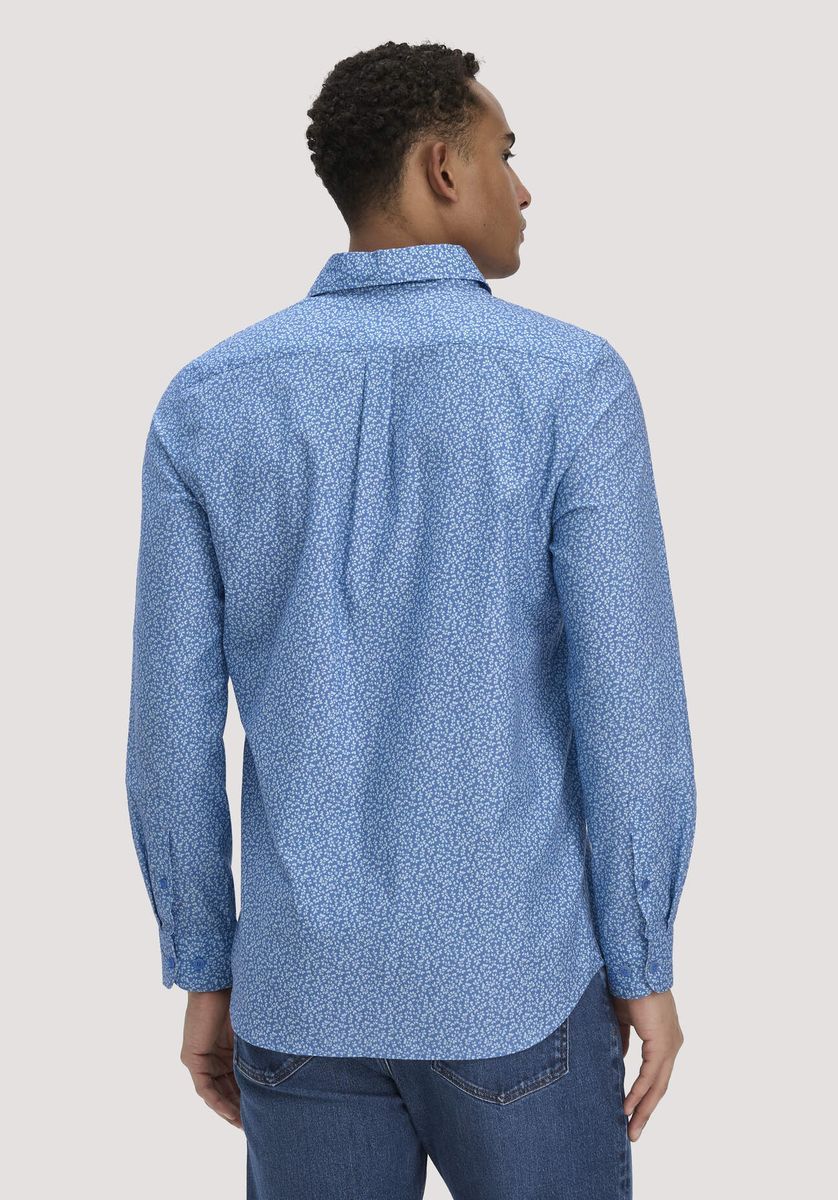 hessnatur Herren Print Hemd Regular aus Bio-Baumwolle - kornblume bunt - Größe L41/42