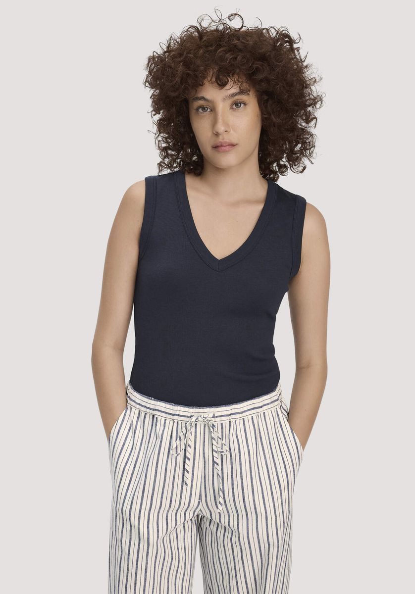 hessnatur Damen Softrib Top Fitted aus Bio-Baumwolle und TENCEL™ Modal - blau - Größe 34