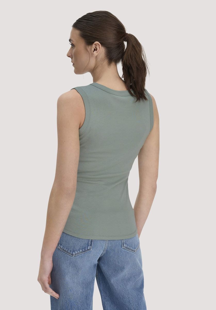 hessnatur Damen Softrib Top Fitted aus Bio-Baumwolle und TENCEL™ Modal - grün - Größe 34