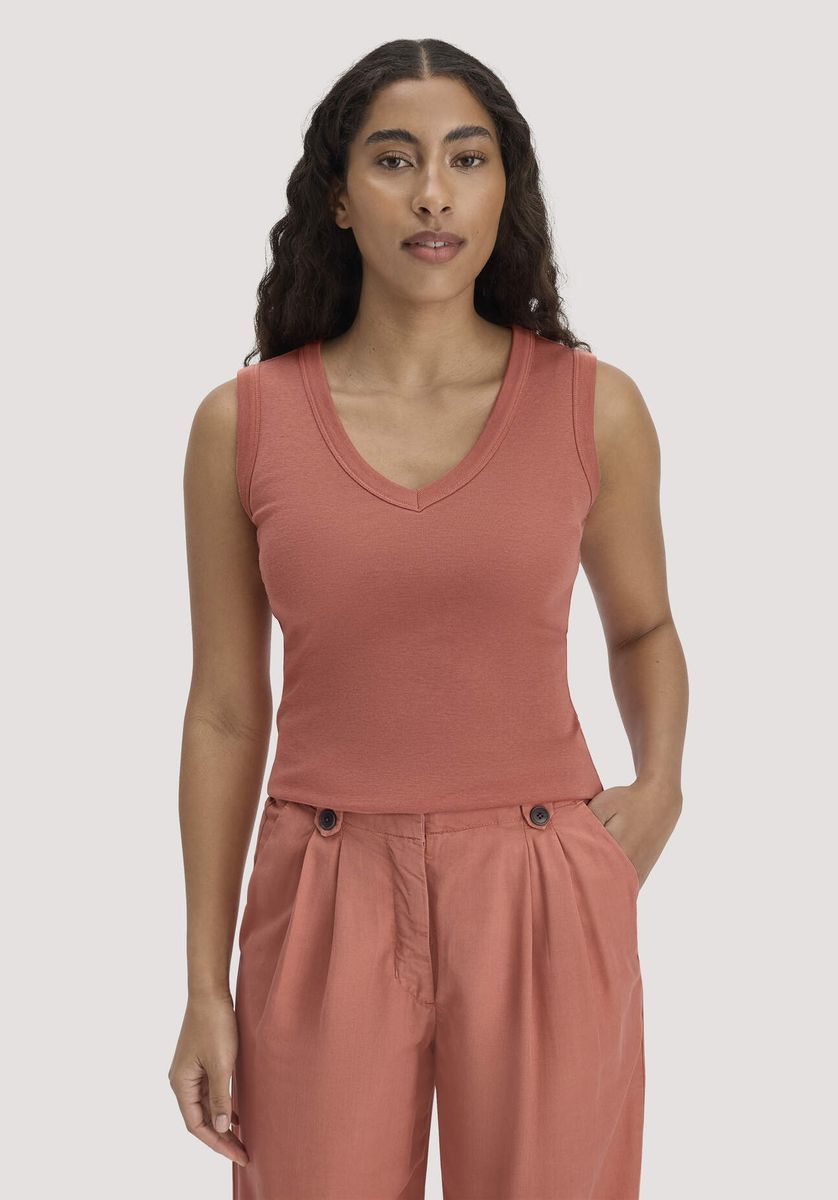 hessnatur Damen Softrib Top Fitted aus Bio-Baumwolle und TENCEL™ Modal - orange - Größe 34