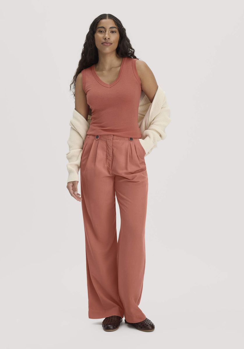 hessnatur Damen Softrib Top Fitted aus Bio-Baumwolle und TENCEL™ Modal - orange - Größe 34