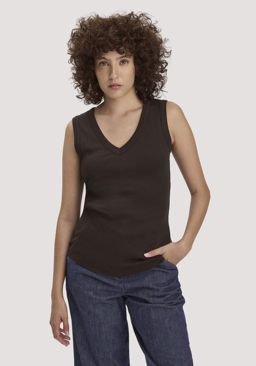 hessnatur Damen Softrib Top Fitted aus Bio-Baumwolle und TENCEL™ Modal - braun - Größe 34