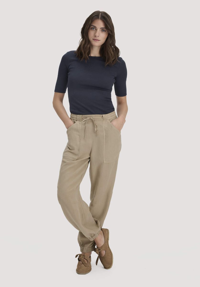 Figurbetontes Ripp-T-Shirt aus Bio-Baumwollmischung