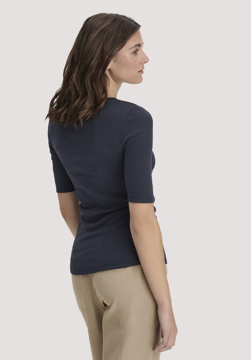 Figurbetontes Ripp-T-Shirt aus Bio-Baumwollmischung