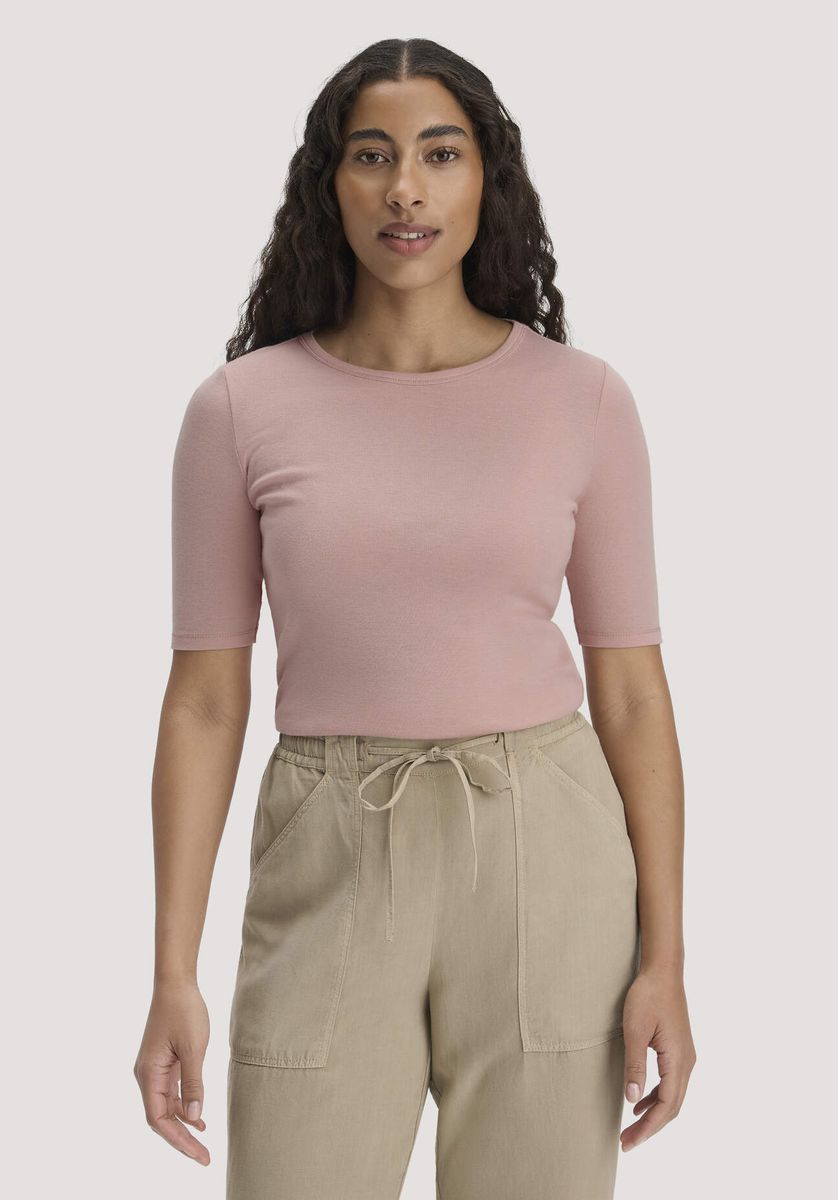 hessnatur Damen Softrib T-Shirt Fitted aus Bio-Baumwolle und TENCEL™ Modal - rosa - Größe 34