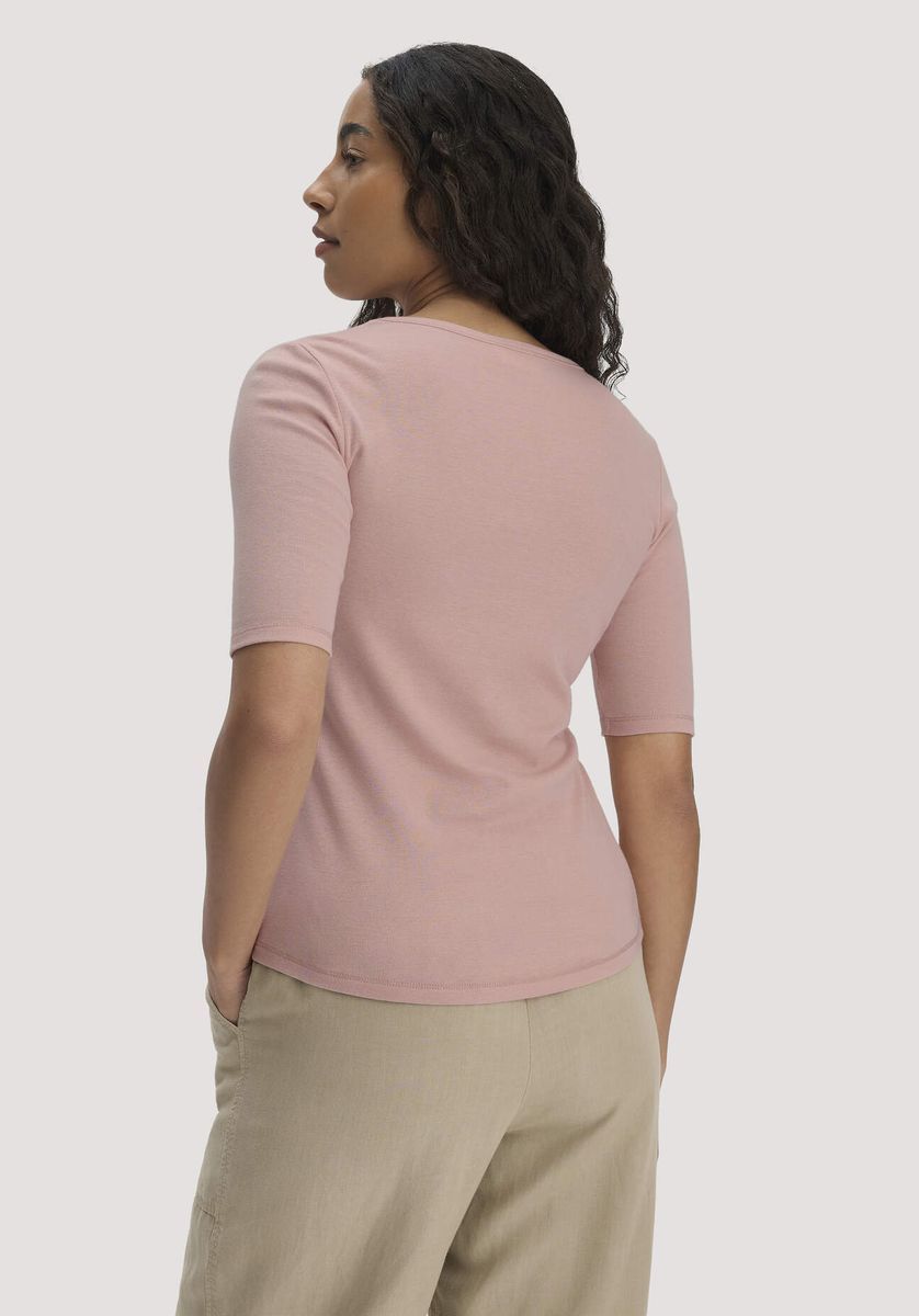 hessnatur Damen Softrib T-Shirt Fitted aus Bio-Baumwolle und TENCEL™ Modal - rosa - Größe 34