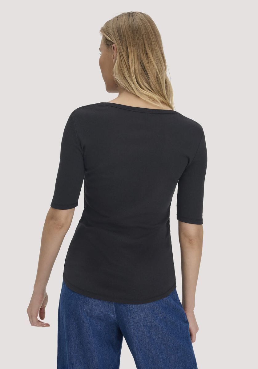 Figurbetontes, geripptes Halbarm-T-Shirt