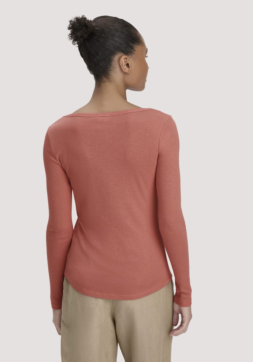 hessnatur Damen Softrib Longsleeve Fitted aus Bio-Baumwolle und TENCEL™ Modal - orange - Größe 40