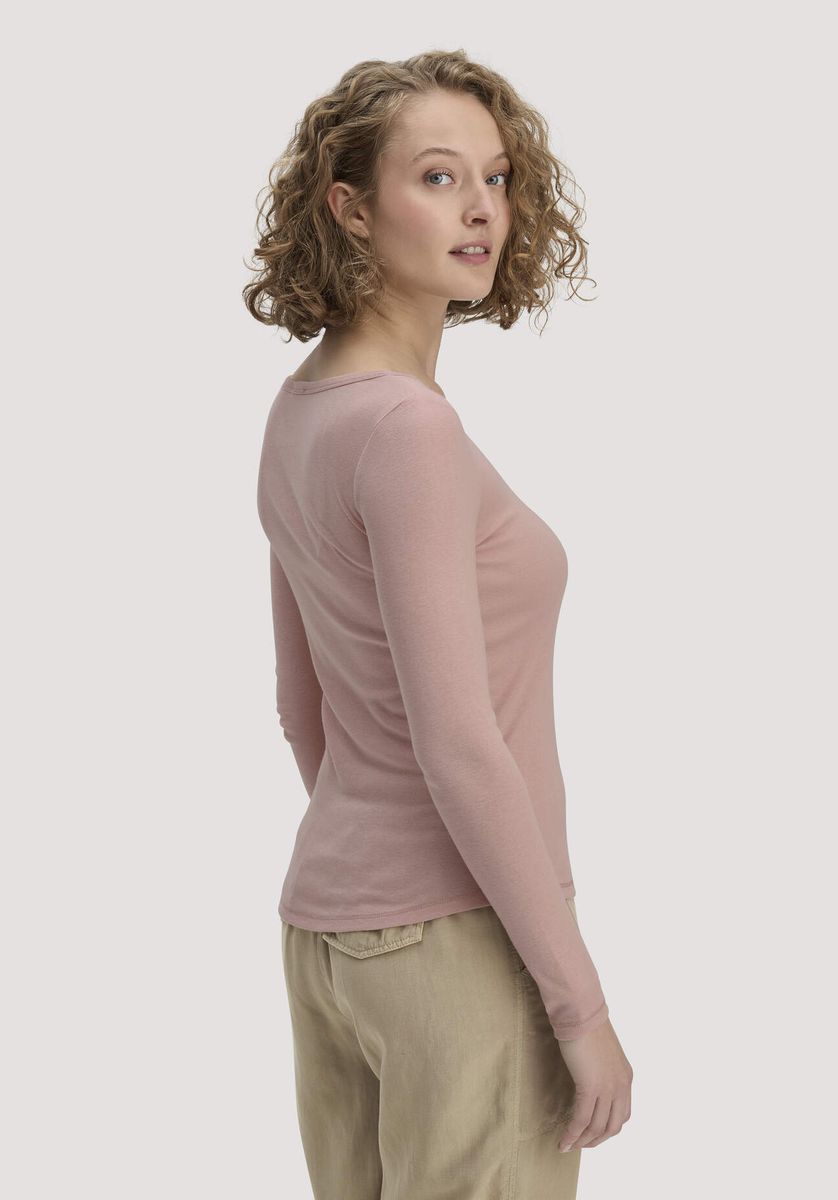 hessnatur Damen Softrib Longsleeve Fitted aus Bio-Baumwolle und TENCEL™ Modal - rosa - Größe 34