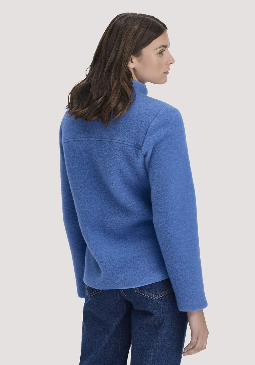 hessnatur Damen Wollfleece Jacke Regular aus Bio-Merinowolle - blau - Größe L