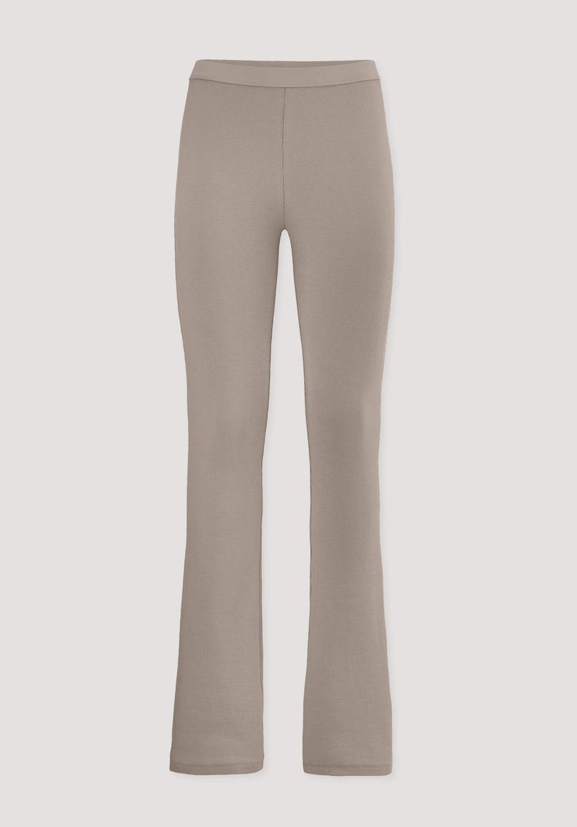 hessnatur Damen Leggings Flared SOFT RIB aus Bio-Baumwolle - beige - Größe 34