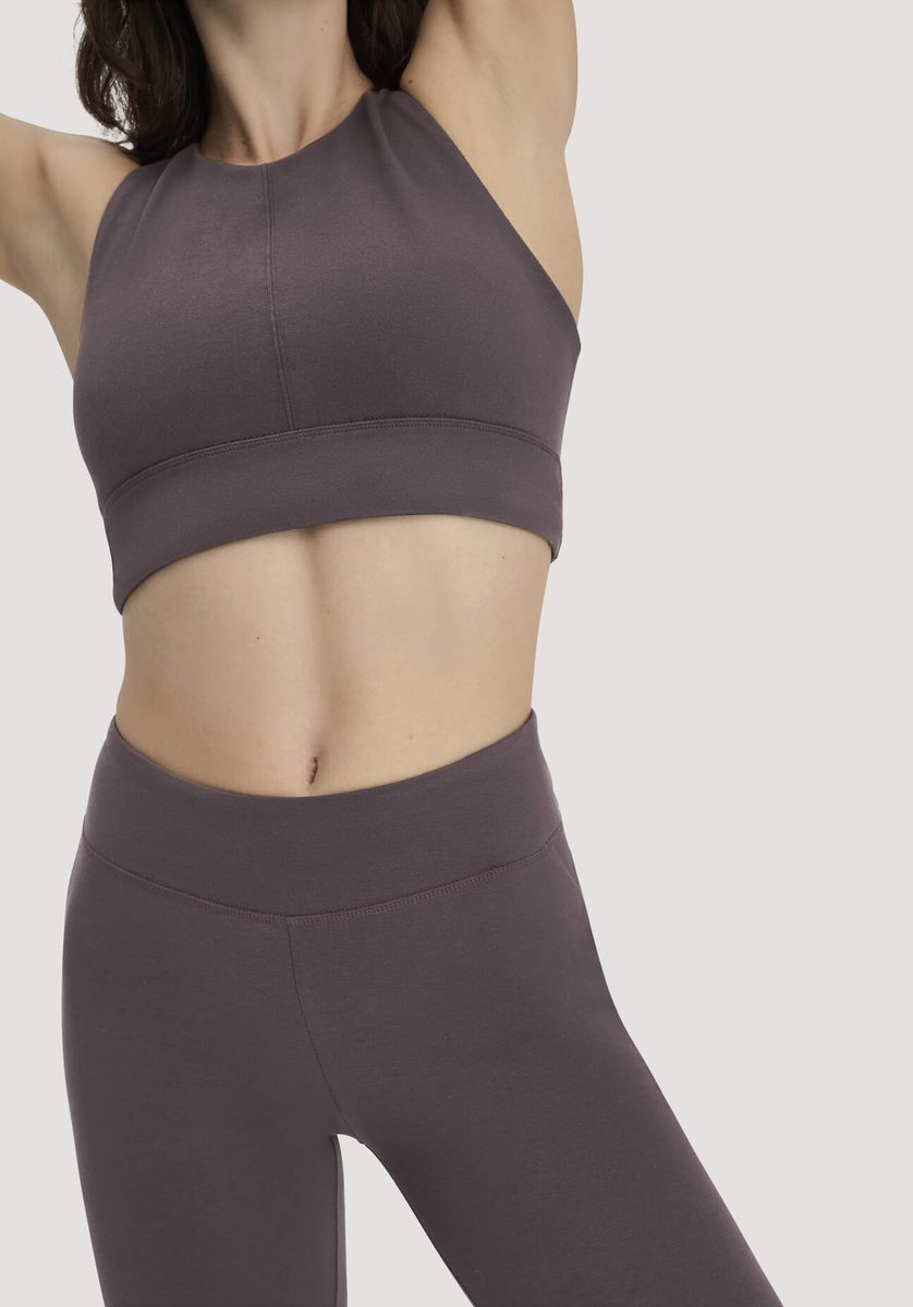 hessnatur Loungewear Leggings Medium Cut ACTIVE LIGHT aus Bio-Baumwolle - braun - Größe L/k