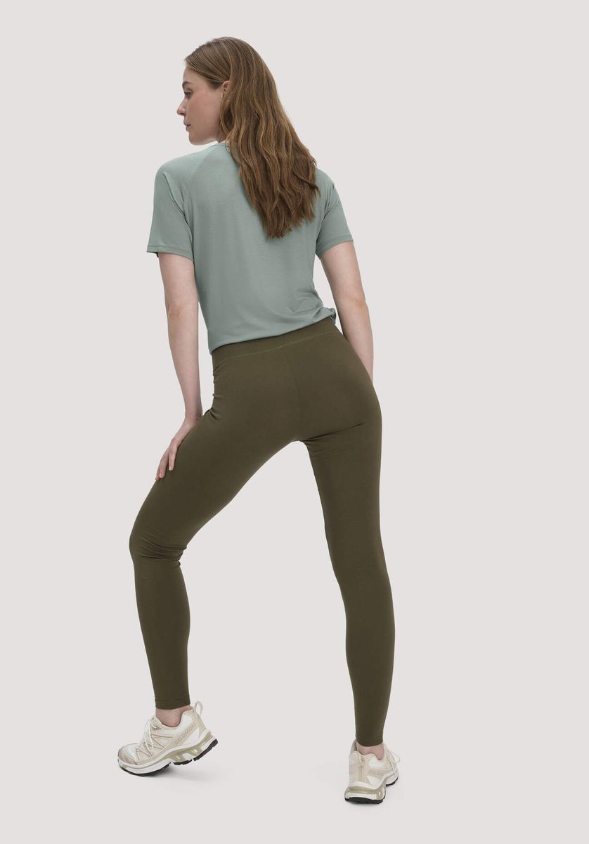 hessnatur Loungewear Leggings Medium Cut ACTIVE LIGHT aus Bio-Baumwolle - grün - Größe L/k