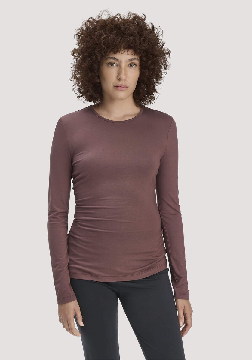 hessnatur Damen Longsleeve PURE FLOW aus TENCEL™ Modal - braun - Größe 34