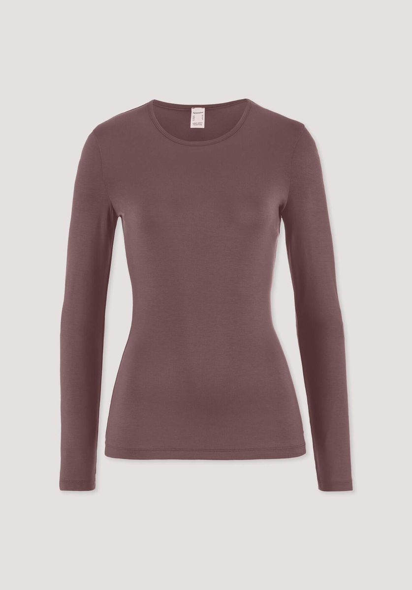 hessnatur Damen Longsleeve PURE FLOW aus TENCEL™ Modal - braun - Größe 34