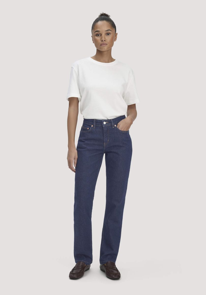 hessnatur Damen Jeans MARIE Straight aus Bio-Denim - blau - Größe 26/32