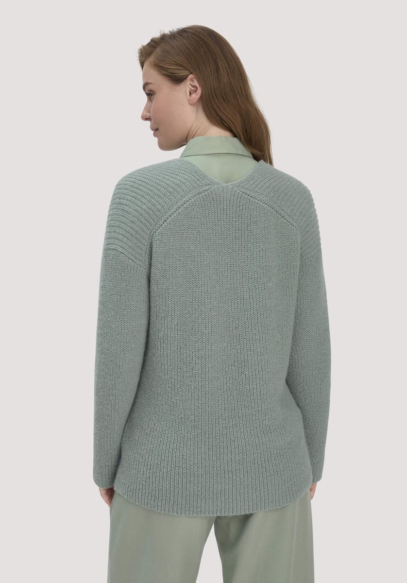hessnatur Damen Strick Pullover Relaxed aus Alpaka - grün - Größe L
