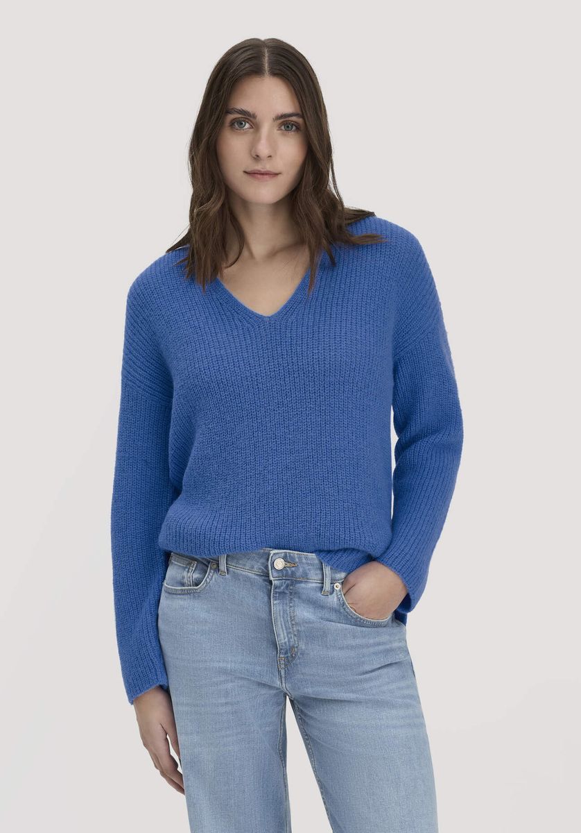 hessnatur Damen Strick Pullover Relaxed aus Alpaka - blau - Größe L