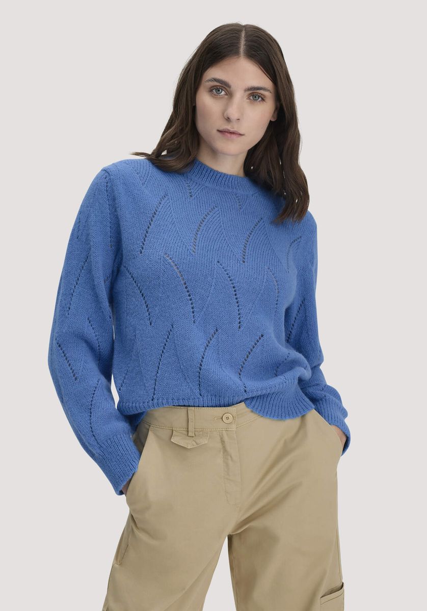 hessnatur Damen Strick Pullover Relaxed aus Alpaka - blau - Größe L