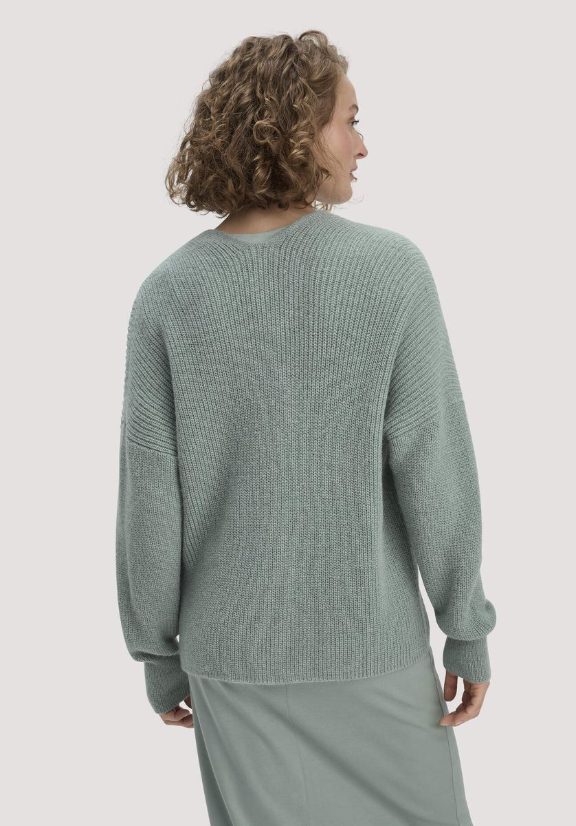 hessnatur Damen Strick Jacke Oversize aus Alpaka - grün - Größe L