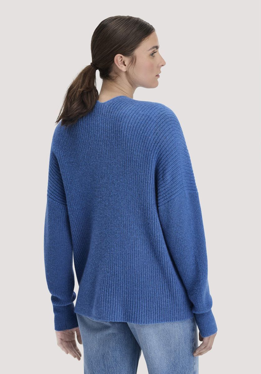 hessnatur Damen Strick Jacke Oversize aus Alpaka - blau - Größe L