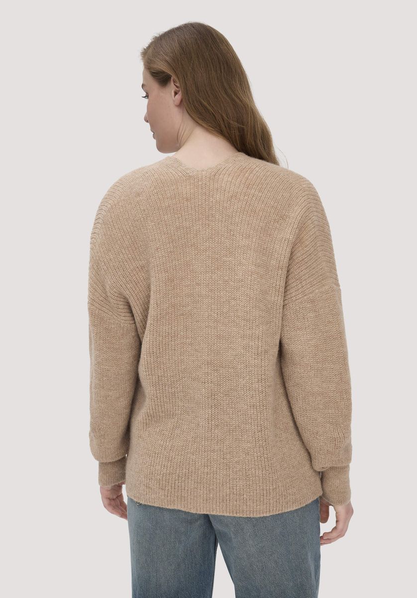 hessnatur Damen Strick Jacke Oversize aus Alpaka - beige - Größe L