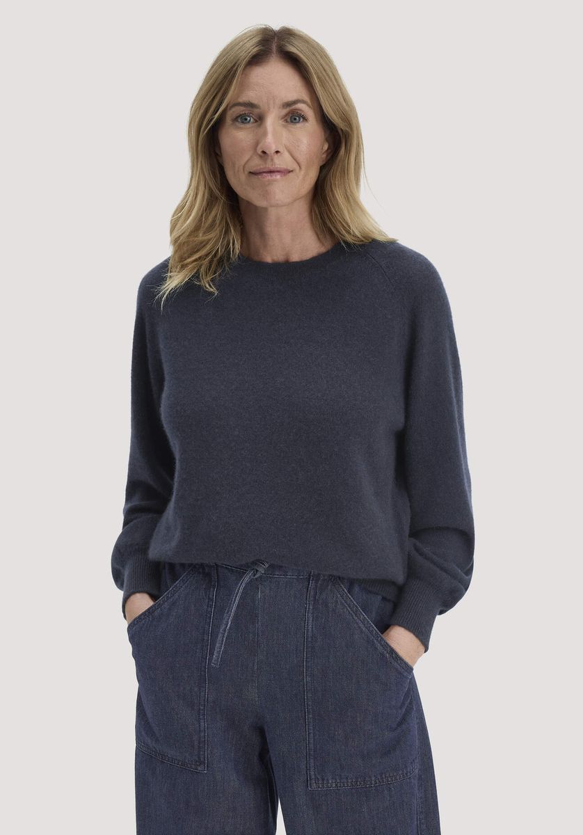 hessnatur Damen Strick Pullover Relaxed BETTER RECYCLING aus Cashmere - blau - Größe L
