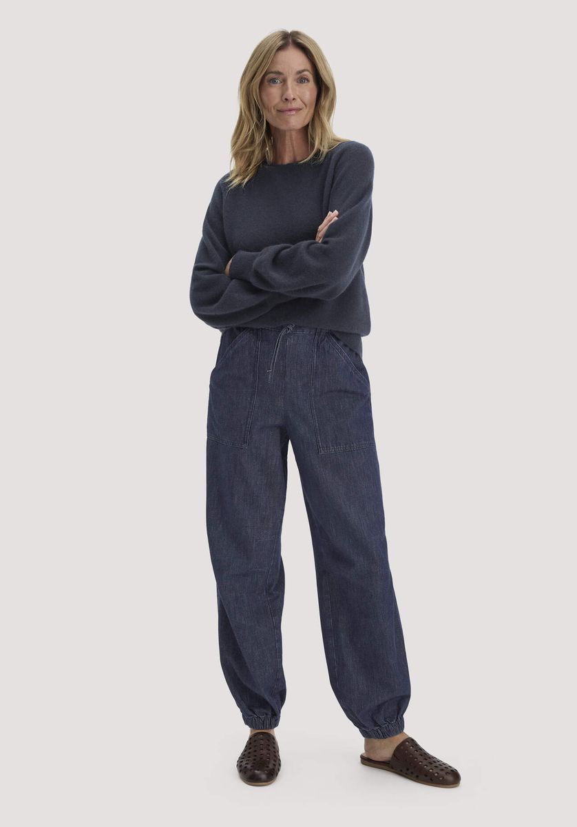 hessnatur Damen Strick Pullover Relaxed BETTER RECYCLING aus Cashmere - blau - Größe L