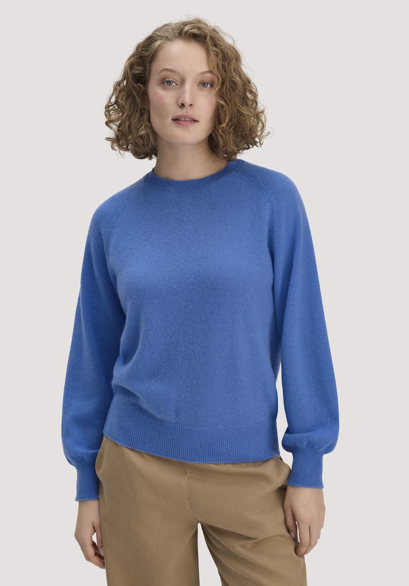hessnatur Damen Strick Pullover Relaxed BETTER RECYCLING aus Cashmere - blau - Größe L