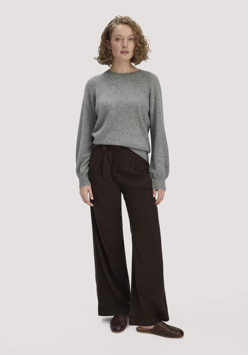 hessnatur Damen Strick Pullover Relaxed BETTER RECYCLING aus Cashmere - grau - Größe L